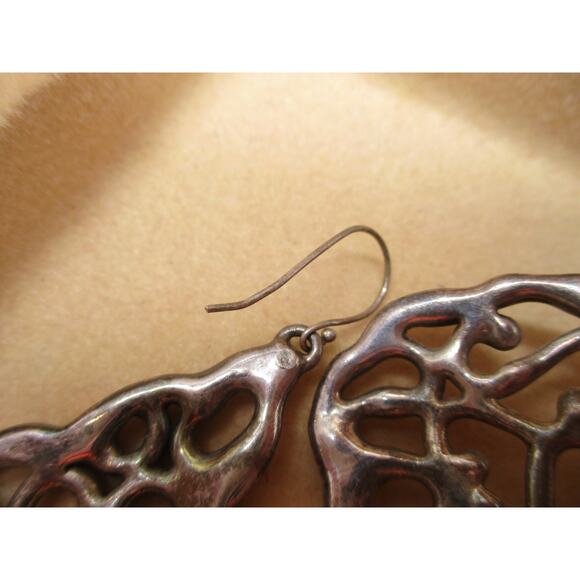 ORIT SCHATZMAN OS 925 Sterling Silver Modern Open Work Swirling Earrings - Picture 6 of 6